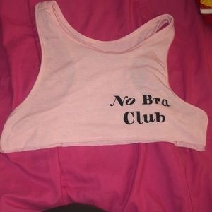 No bra club pink crop top size small